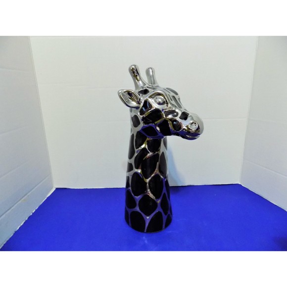 NEW Modern Silver Black Giraffe Figurine Statue FF Fitz Floyd Style - Picture 1 of 4